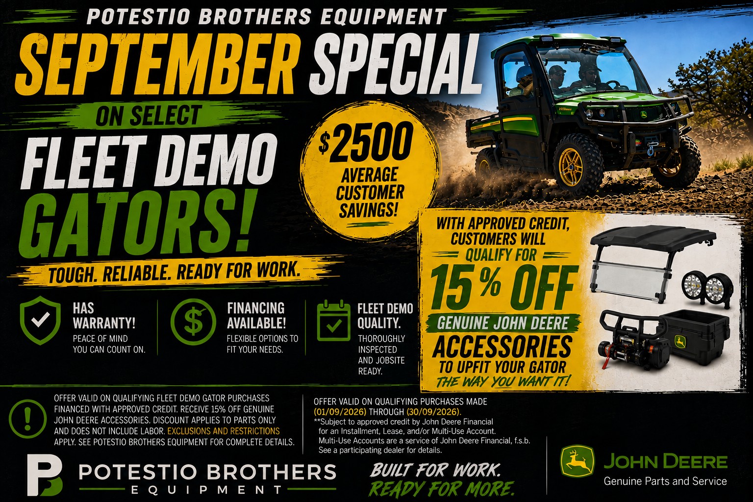 Read more about the article Fleet XUV Gator September Promo